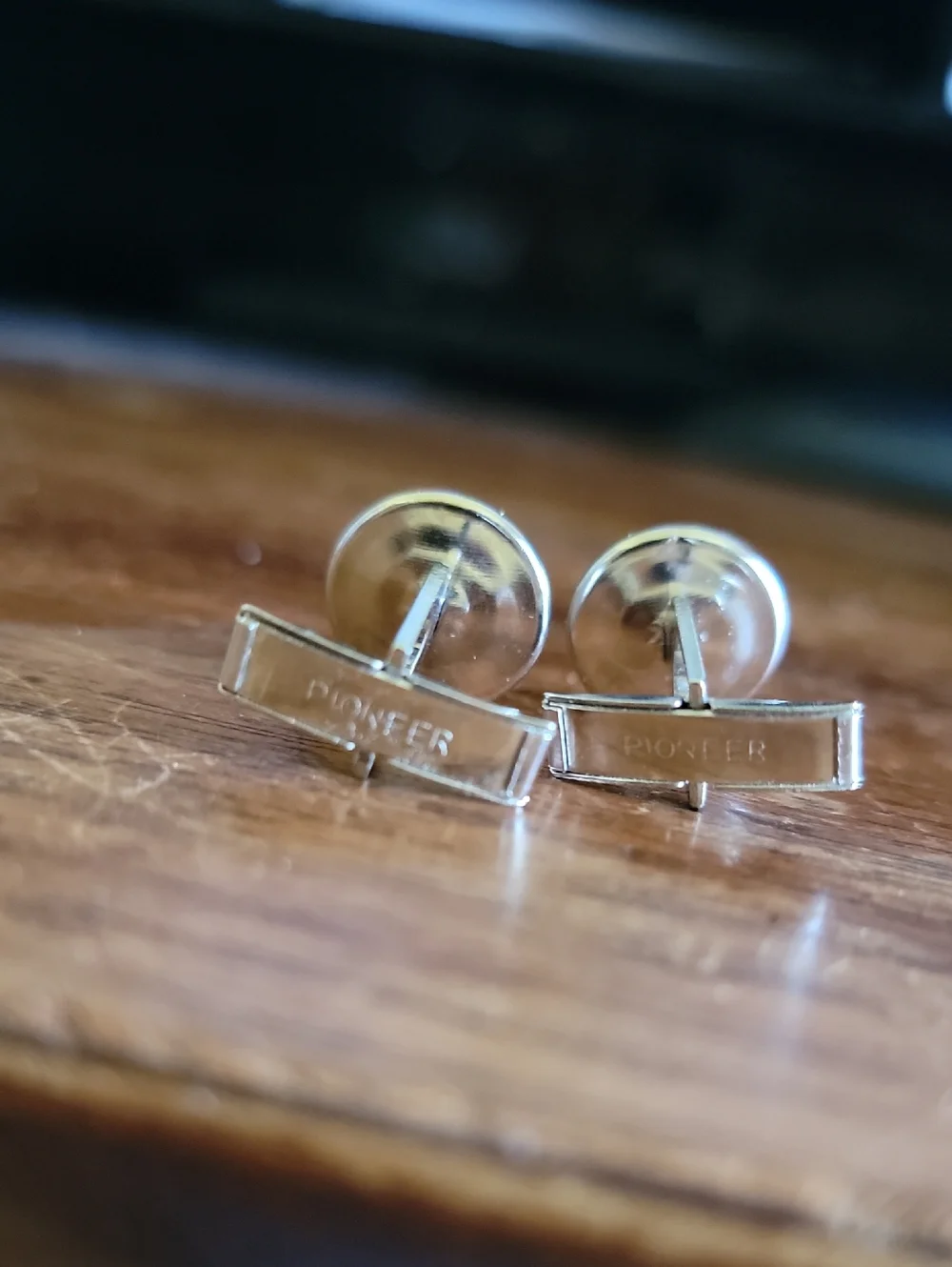 Pioneer Silver-Tone White Round Cufflinks - Men's Accessories